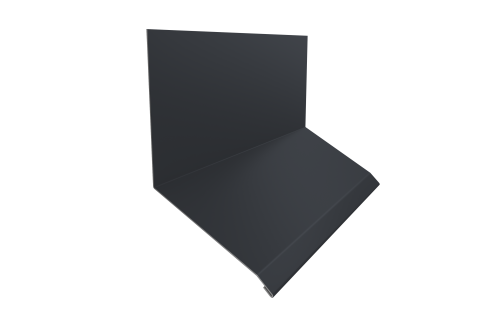 Планка примыкание верхнее к стене фальц Grand Line 150х130х20 0,45 Drap TX RAL 7024 мокрый асфальт (2м)